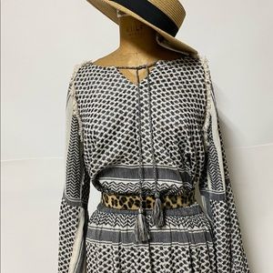 World Market Calisi Boho Peasant Dress Cotton Midi